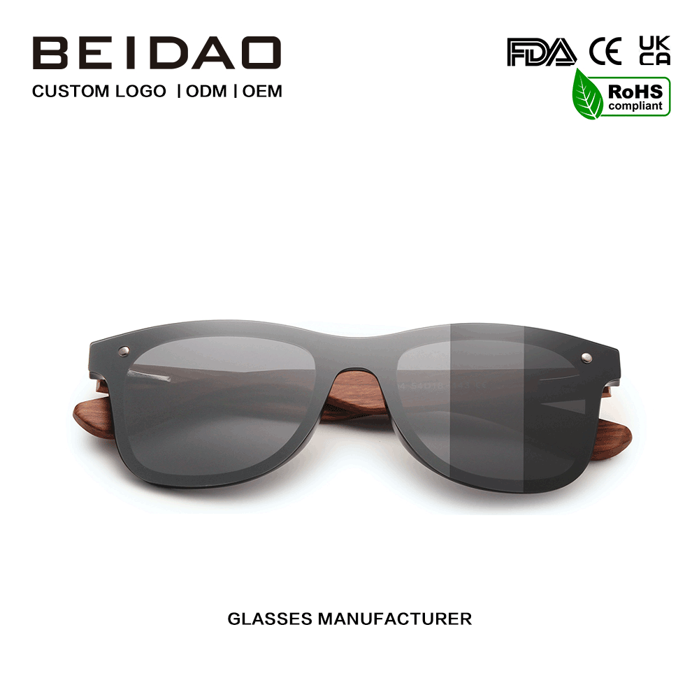Salmenta beroa jatorrizko Bubinga Wood Silver Polarized Eguzkitako betaurrekoak