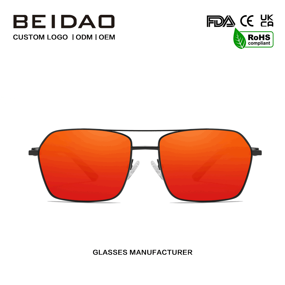 Modern Retro Aluminium Alloy Gorria UV400 Lentea Eguzkitako Betaurrekoak Gidatzeko